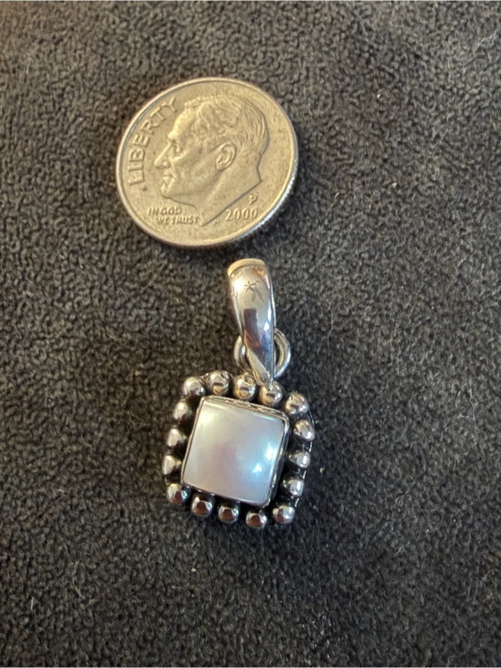 Sterling Silver Mother-of-Pearl Square Pendant - White - Picture 7 of 7